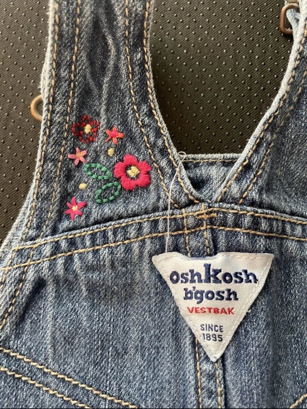 OshKosh B'gosh Light Blue Denim Overalls with Floral Patches